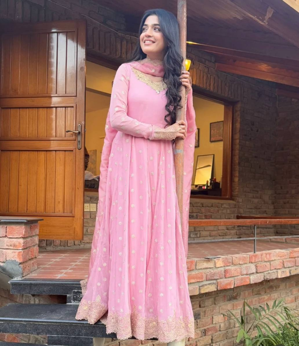 Laiba khan special dreamy pink anarkali
