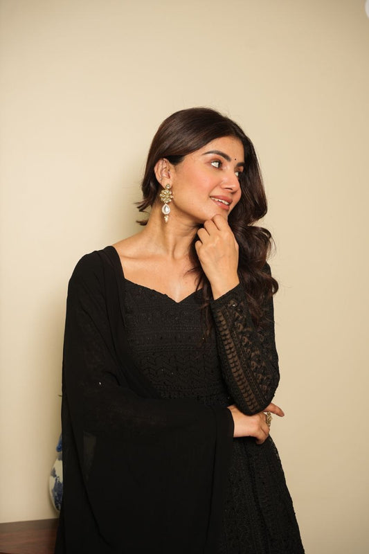 Elegant Black Anarkali Set