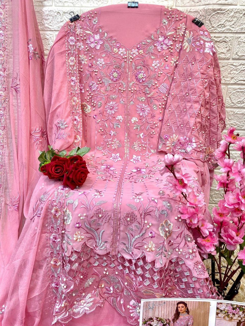 Embroidered Georgette Suit Glow