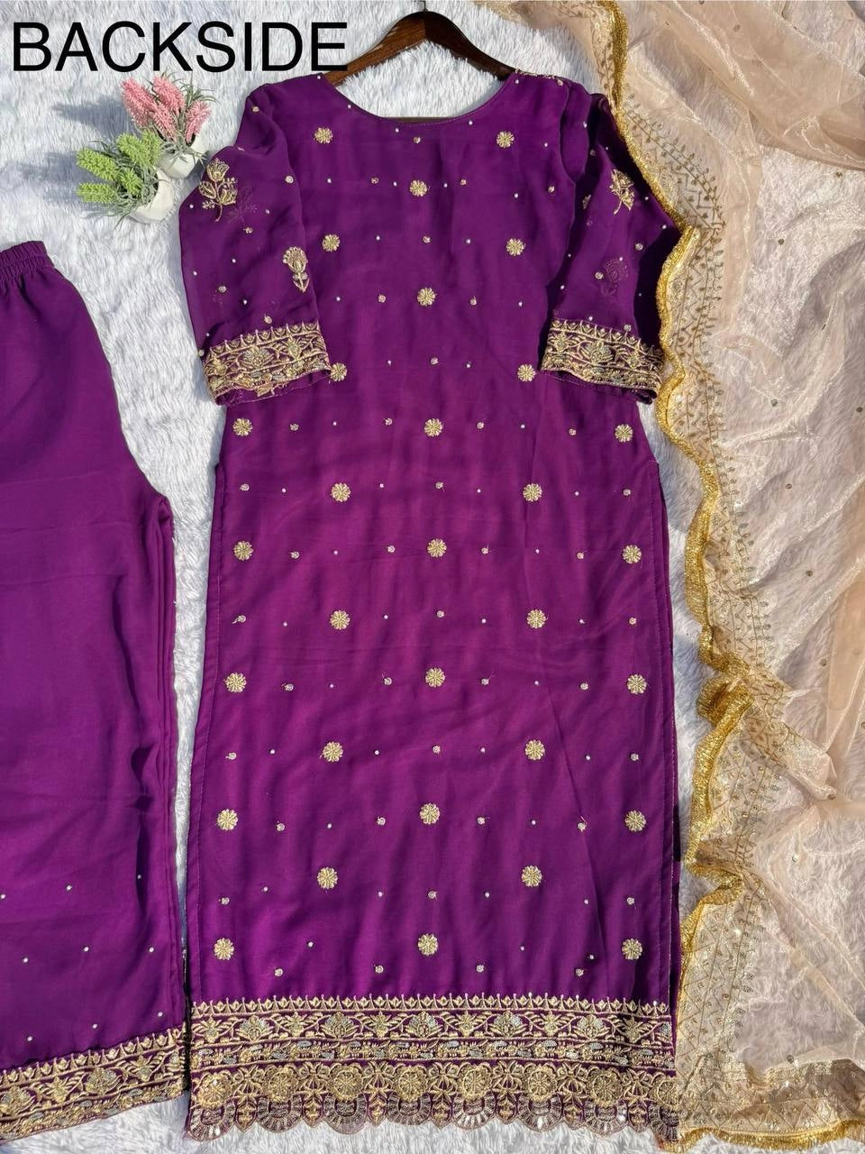 Embroidery And Sequins Work Sharara Suit
