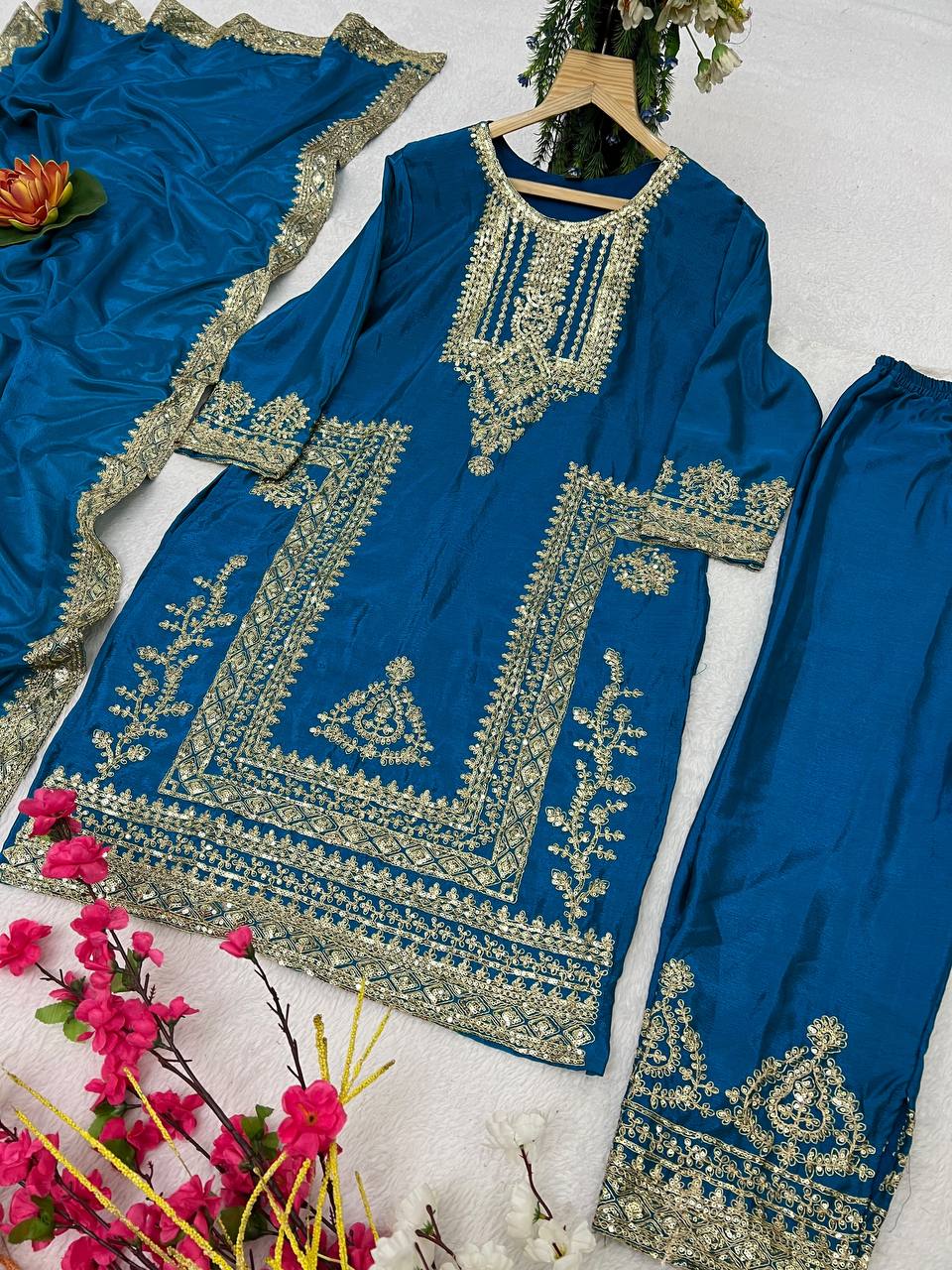 Chinon Silk Kurti Set