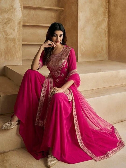 Women Embroidered Sharara Suit Set
