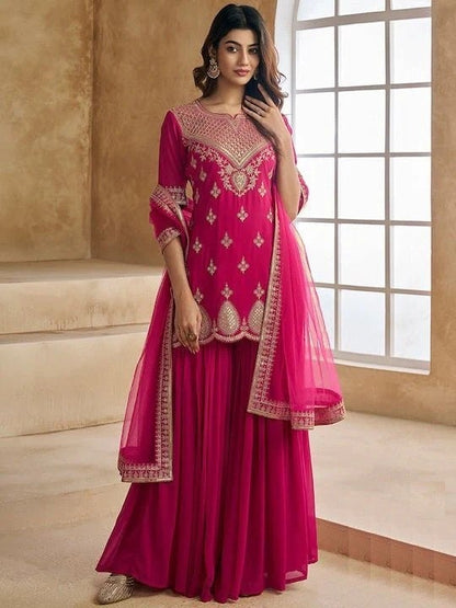 Women Embroidered Sharara Suit Set