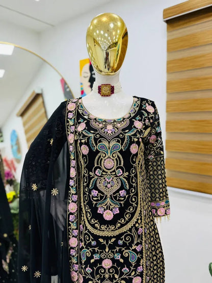 Kurta With Sharara Suit  Embroidery Work
