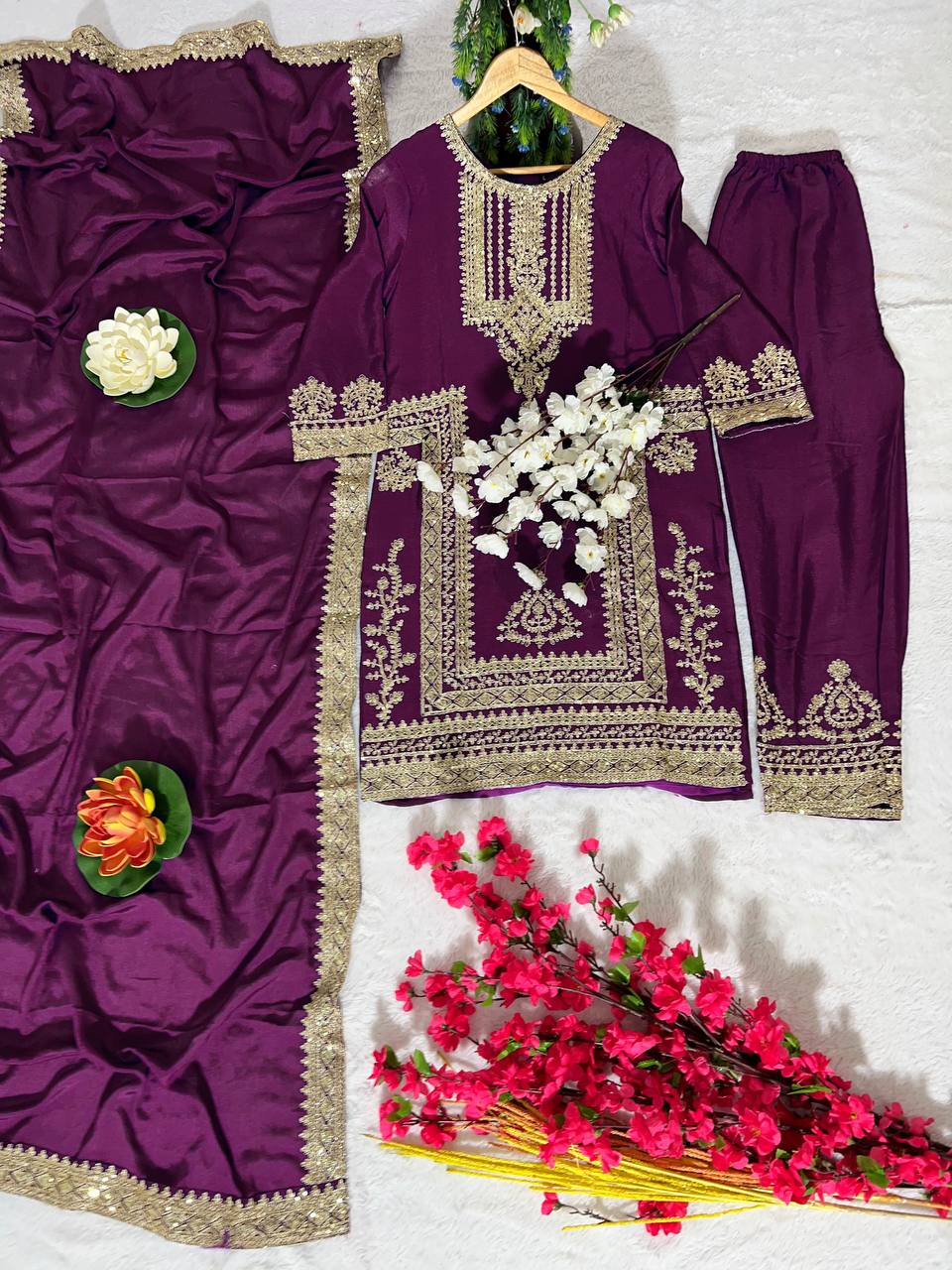Chinon Silk Kurti Set