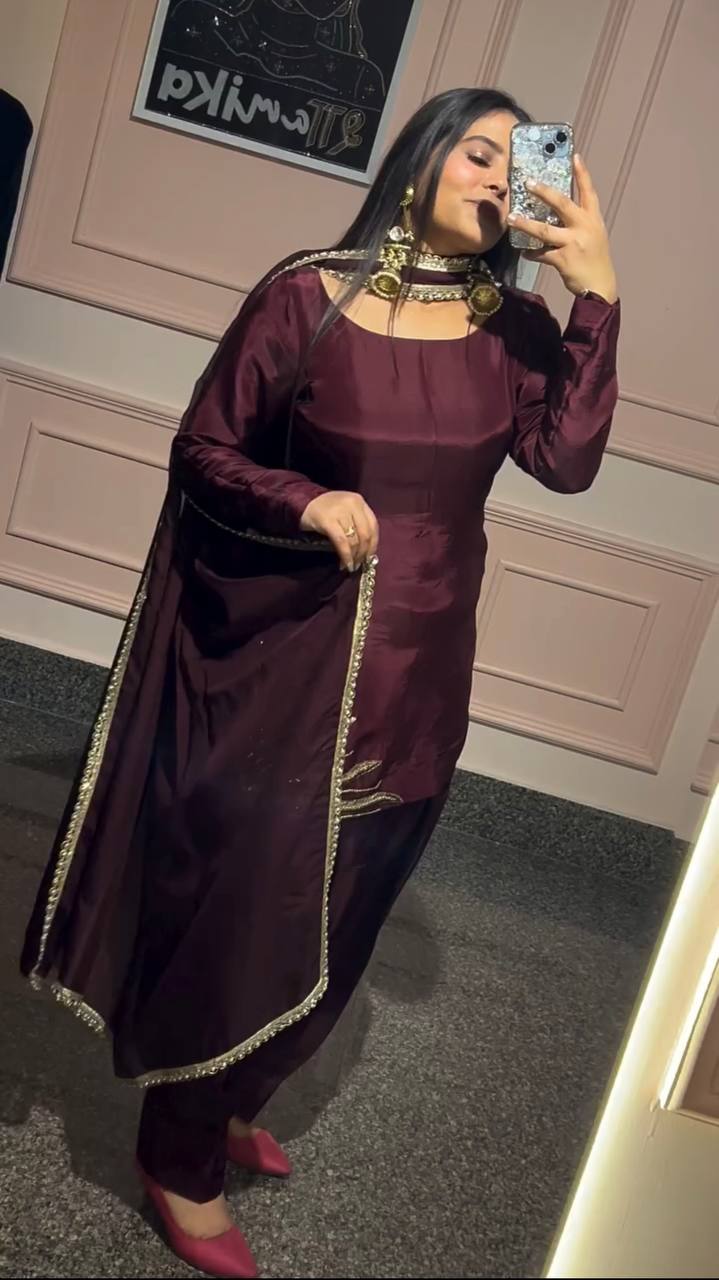 Graceful Handworked Crepe Silk Ensemble – Farshi Pant Set