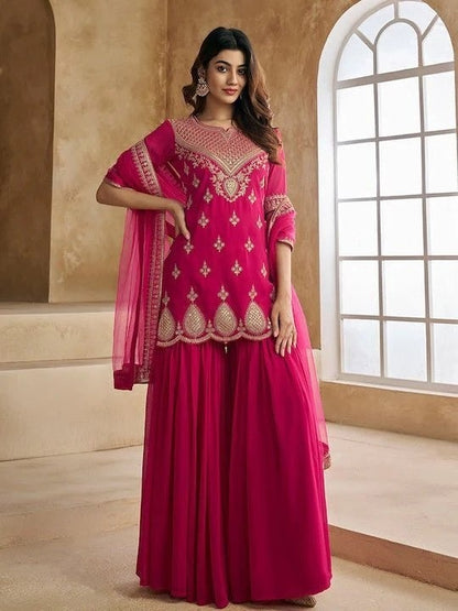 Women Embroidered Sharara Suit Set