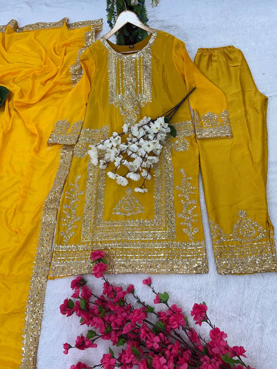 Chinon Silk Kurti Set