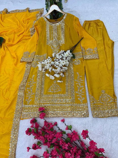 Chinon Silk Kurti Set