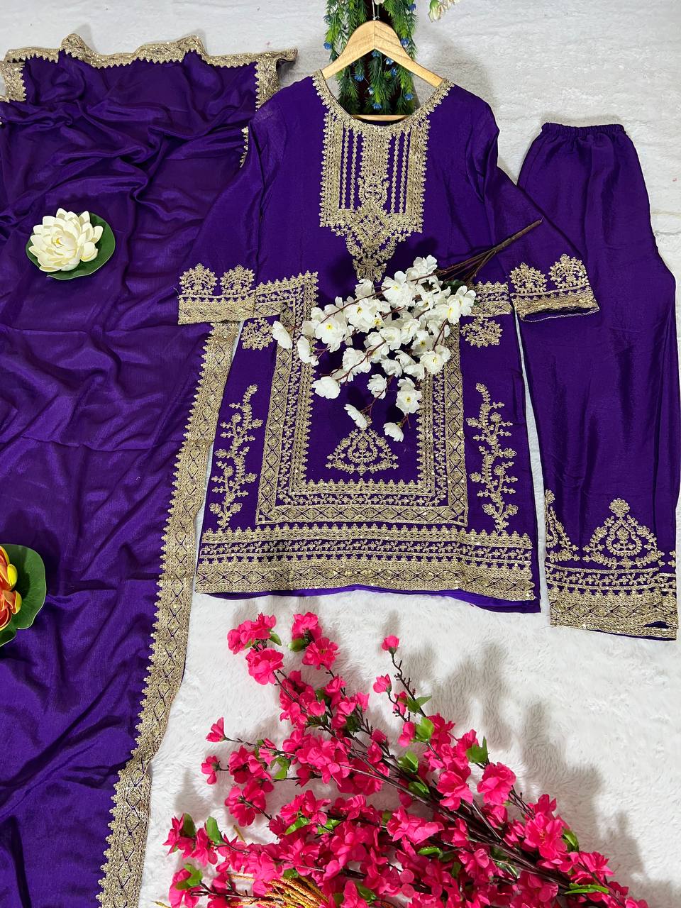 Chinon Silk Kurti Set