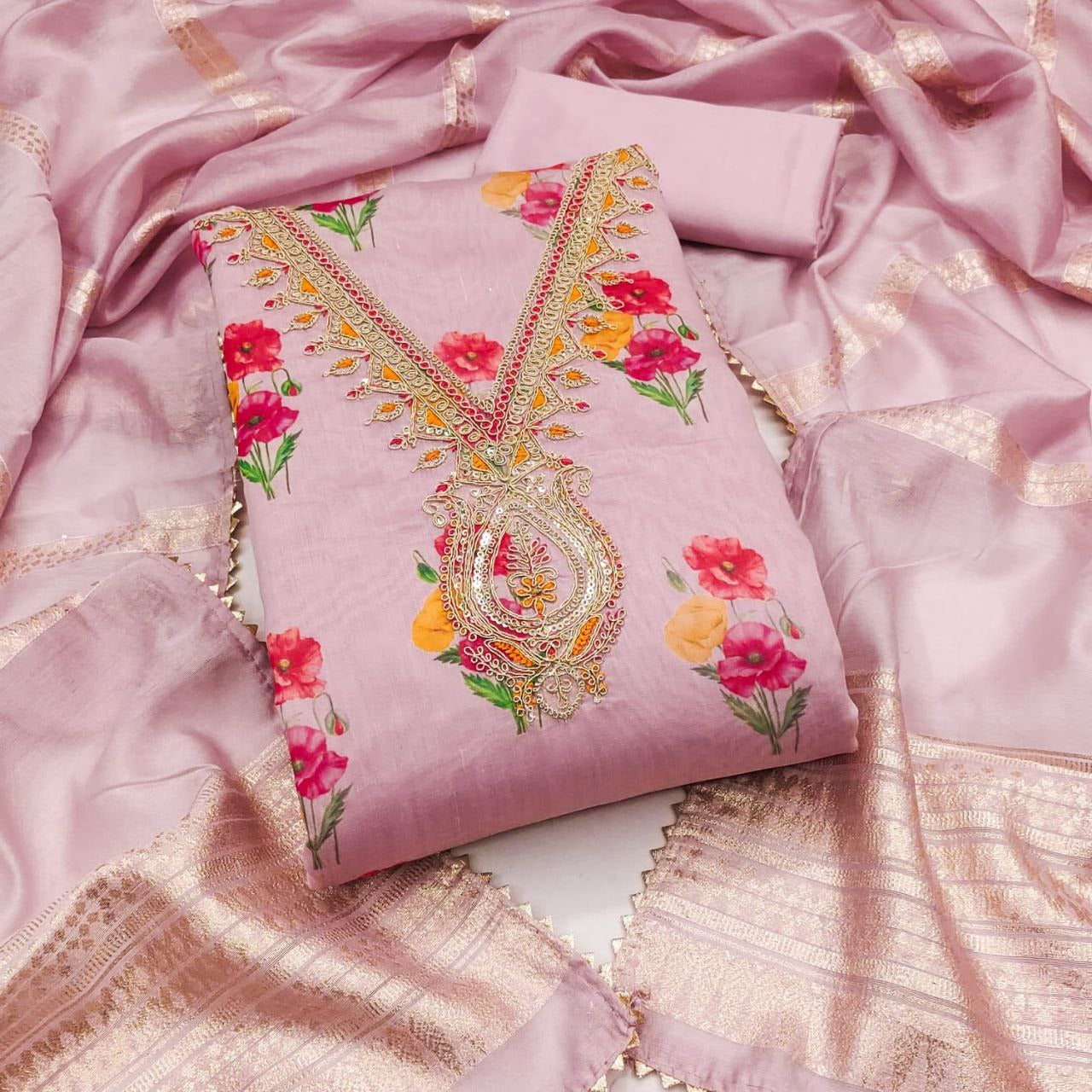 Elegant Chanderi & Banarasi Set