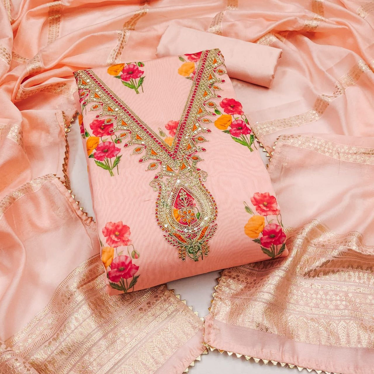 Elegant Chanderi & Banarasi Set