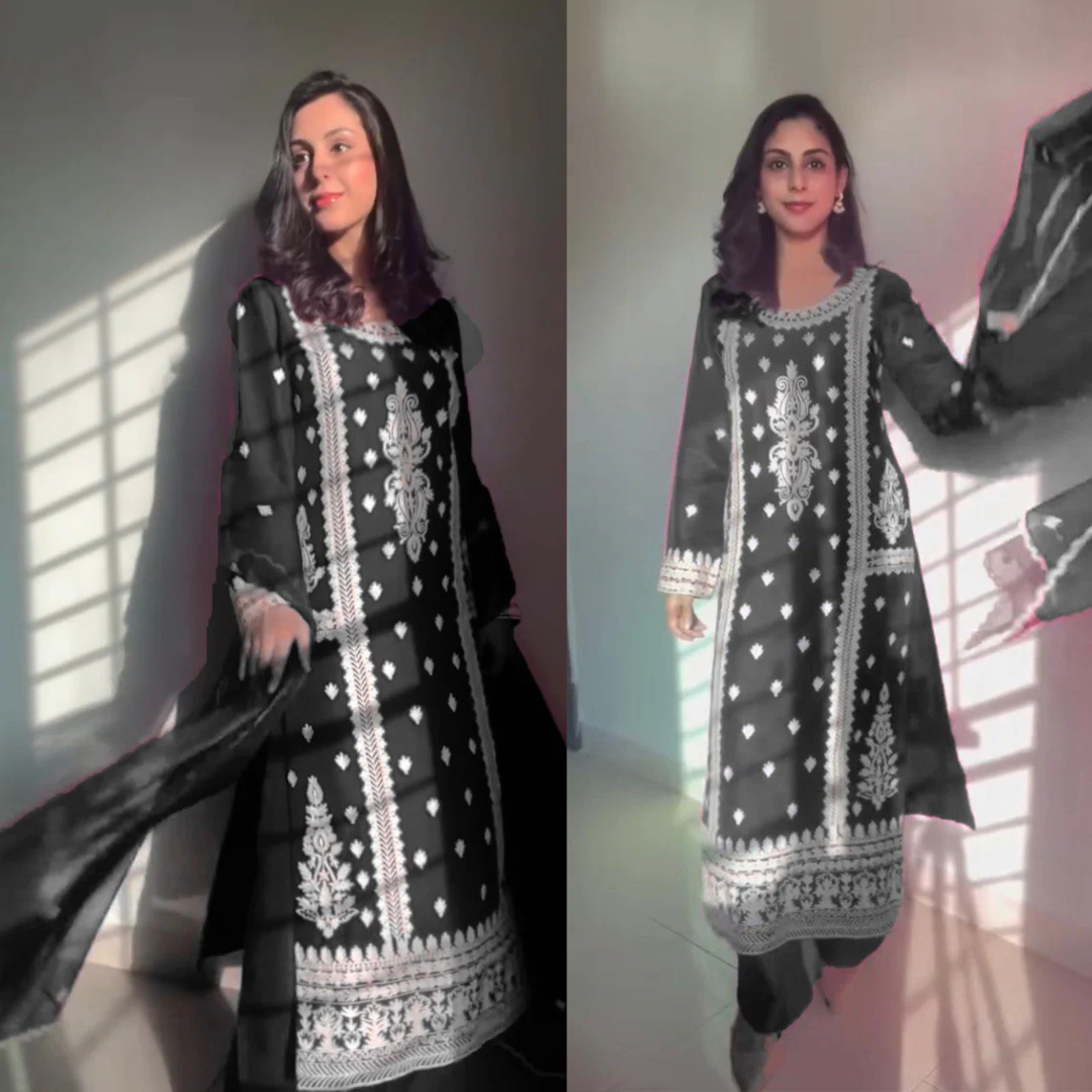Elegant traditional outfit in timeless black contrast