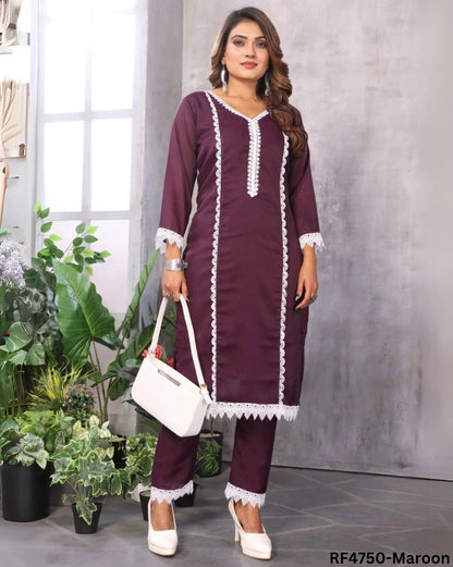 Sugarcane Print Kurti-Pant Combo Set