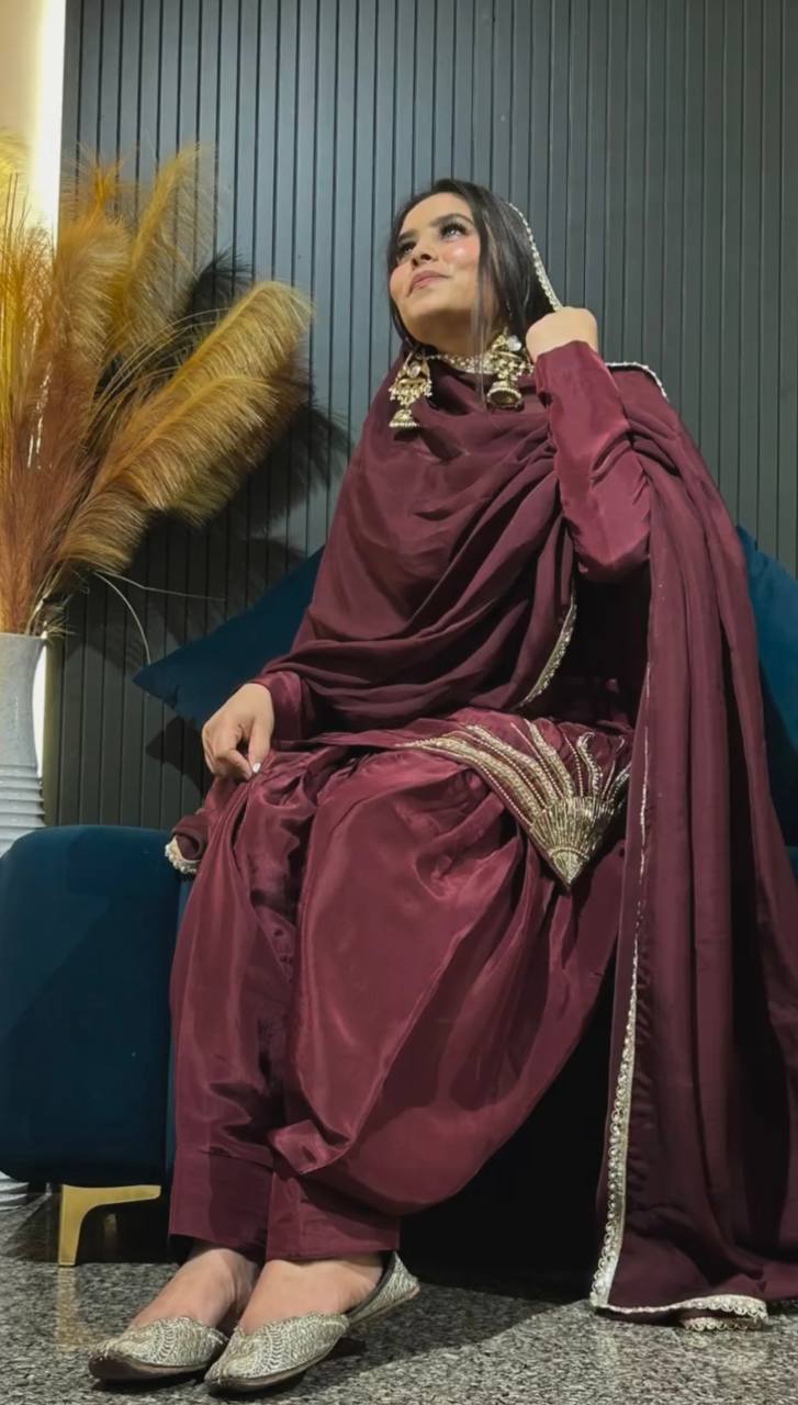 Graceful Handworked Crepe Silk Ensemble – Farshi Pant Set