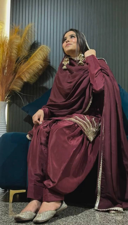 Graceful Handworked Crepe Silk Ensemble – Farshi Pant Set