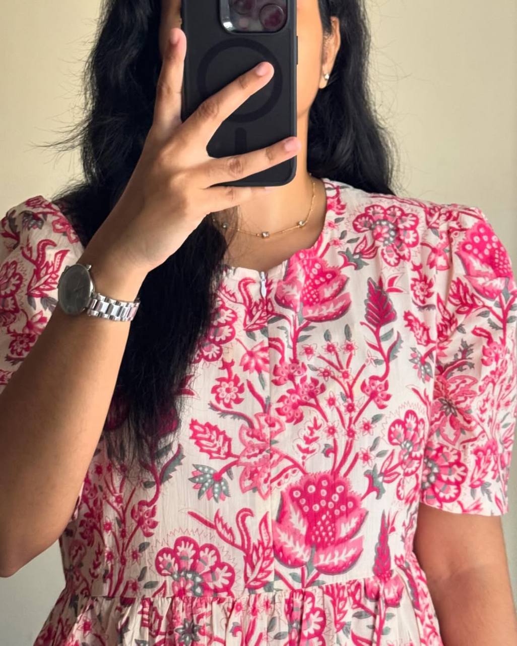 PInk Floral Printed Cotton Dress