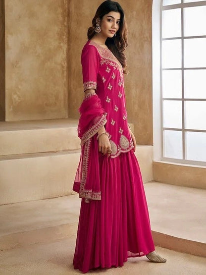 Women Embroidered Sharara Suit Set