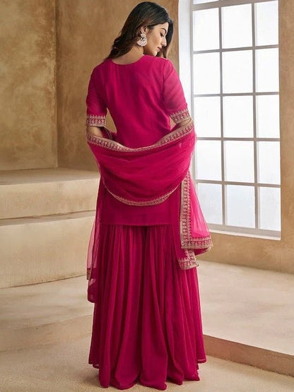 Women Embroidered Sharara Suit Set
