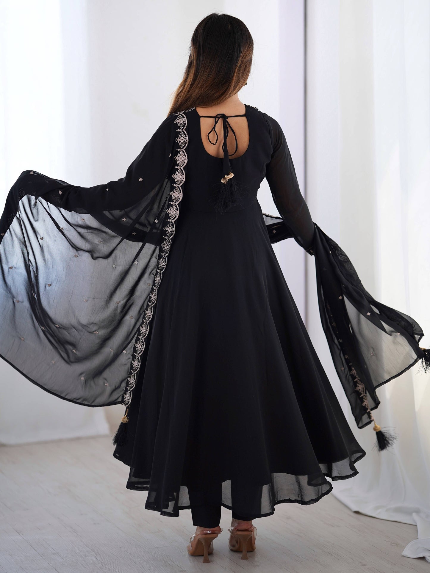 Majestic Black Beads Work Festive Wear Anarkali Suit