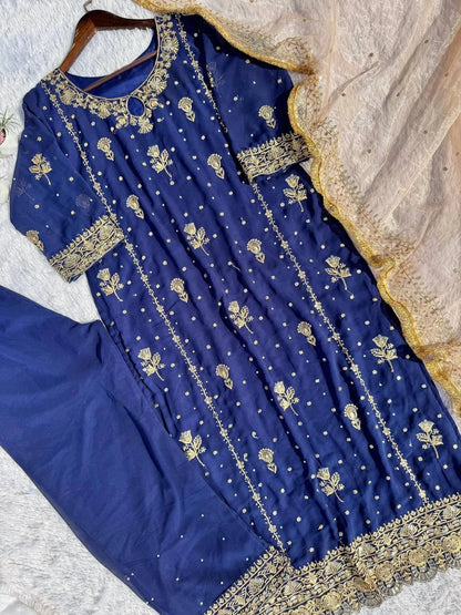 Embroidery And Sequins Work Sharara Suit