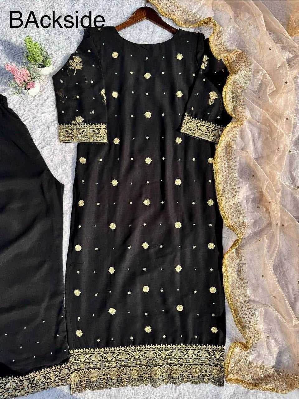 Embroidery And Sequins Work Sharara Suit