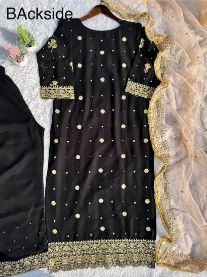 Embroidery And Sequins Work Sharara Suit