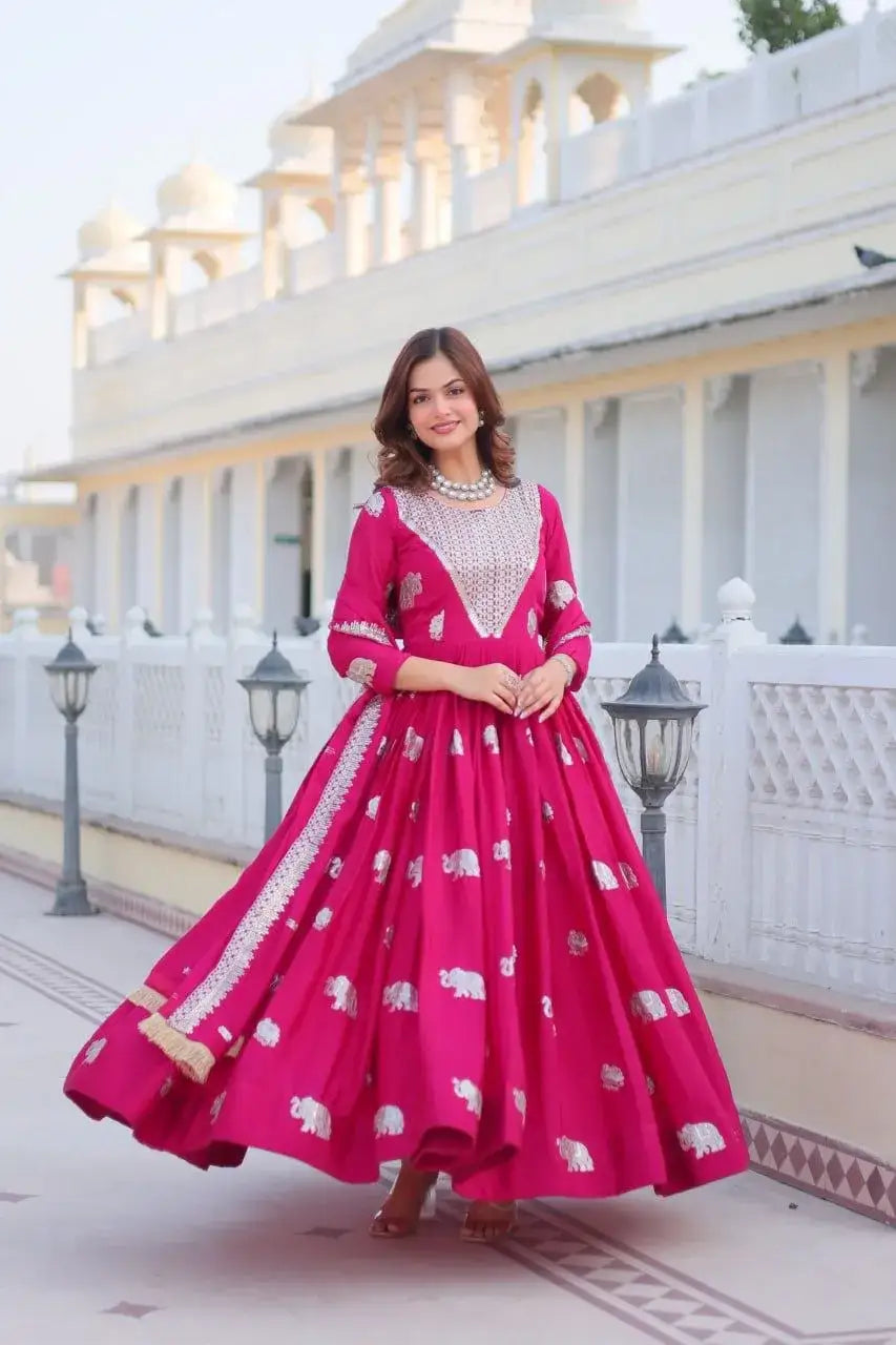 Fox Georgette Heavy Embroidered Gown with Dupatta