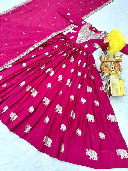 Fox Georgette Heavy Embroidered Gown with Dupatta