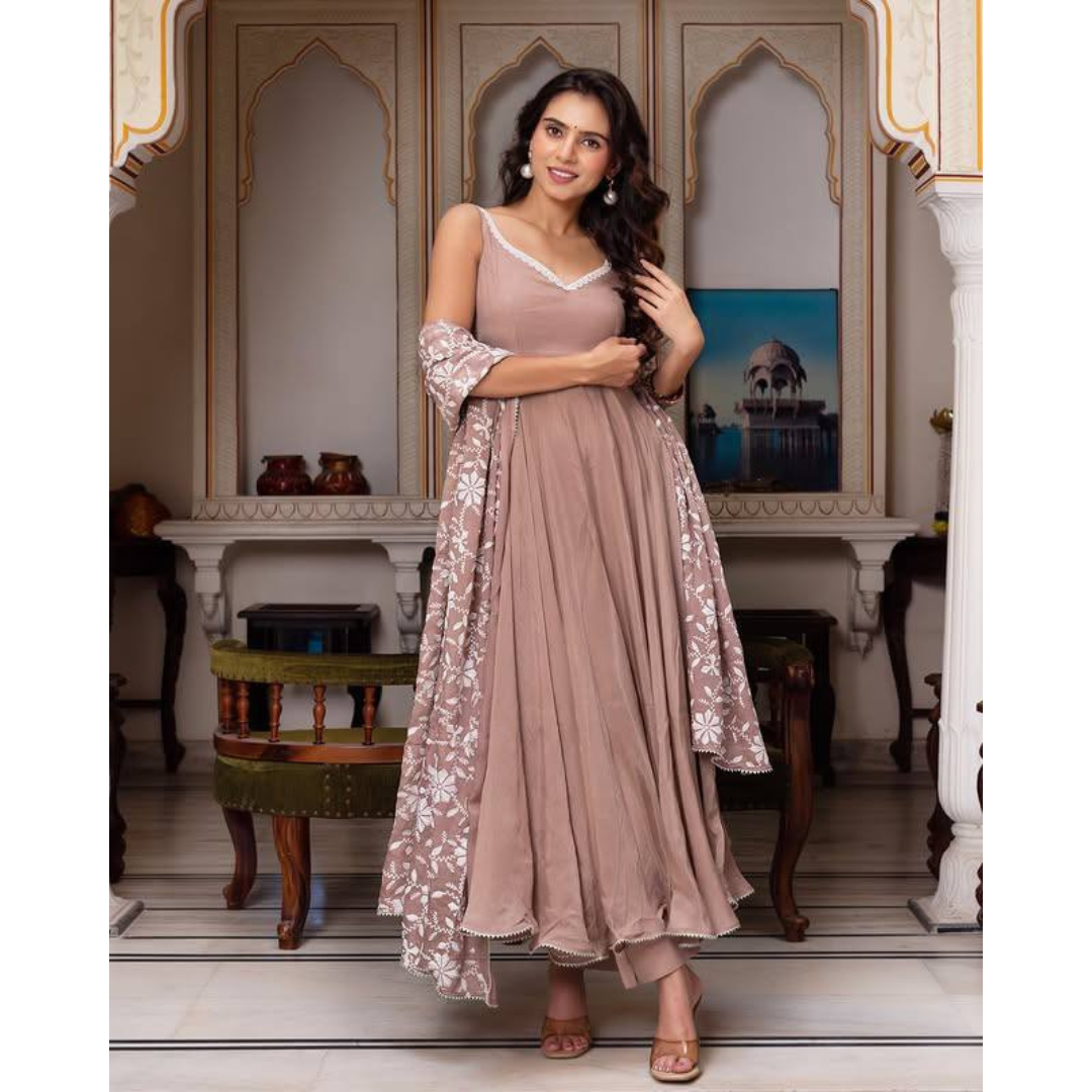 Lace Detailing Anarkali Set