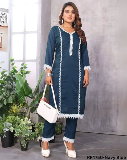 Sugarcane Print Kurti-Pant Combo Set