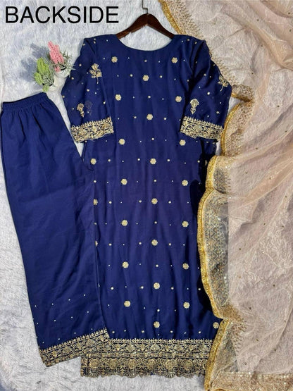 Embroidery And Sequins Work Sharara Suit