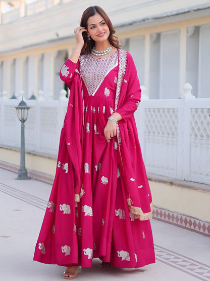 Fox Georgette Heavy Embroidered Gown with Dupatta