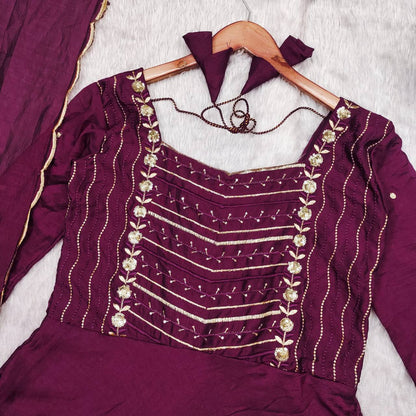 Wine Cutwork Anarkali