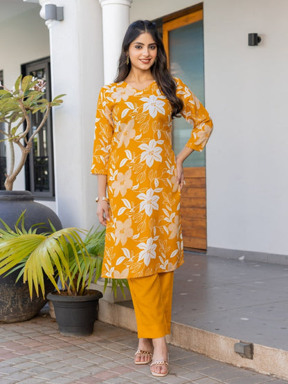 Cotton Blend Kurti-Pant Set