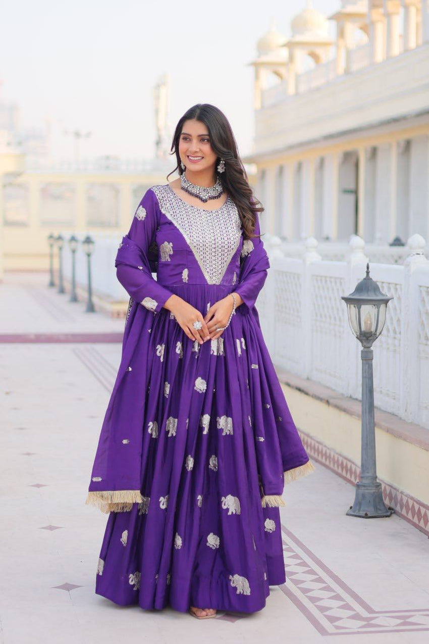Fox Georgette Heavy Embroidered Gown with Dupatta