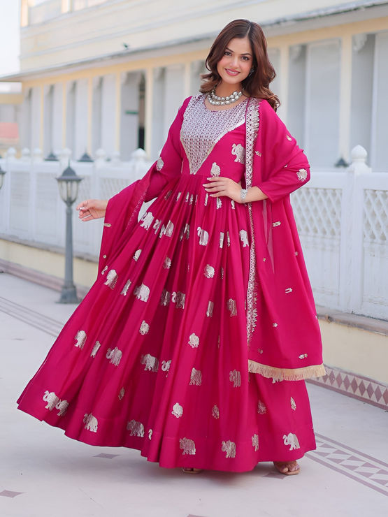 Fox Georgette Heavy Embroidered Gown with Dupatta