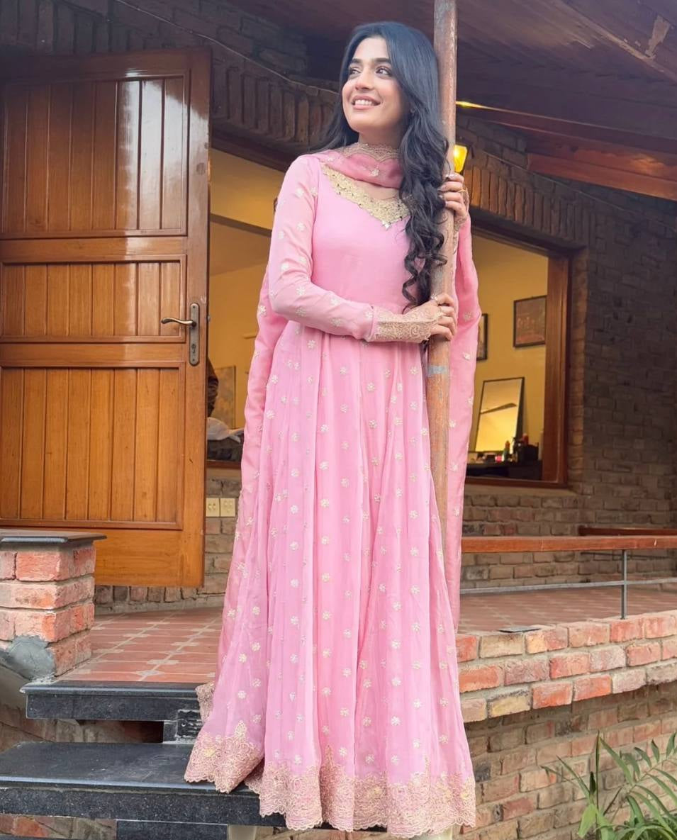 Laiba khan special dreamy pink anarkali