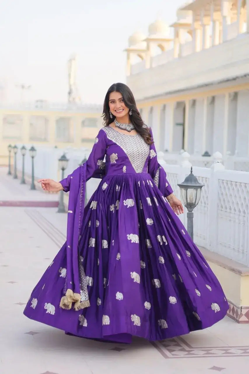 Fox Georgette Heavy Embroidered Gown with Dupatta