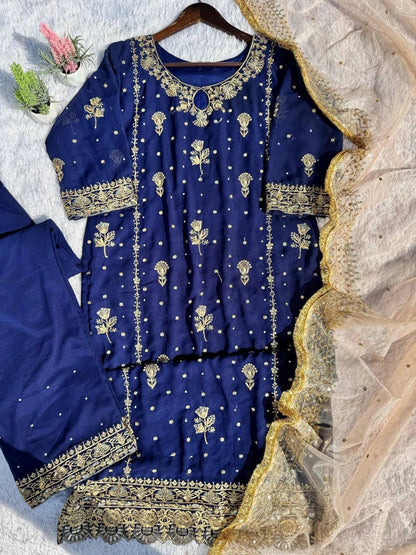 Embroidery And Sequins Work Sharara Suit