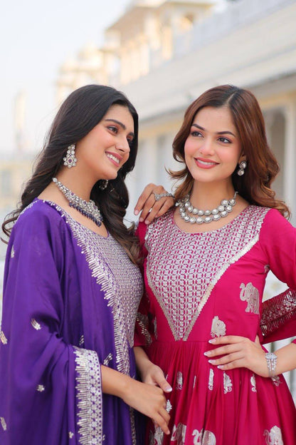 Fox Georgette Heavy Embroidered Gown with Dupatta