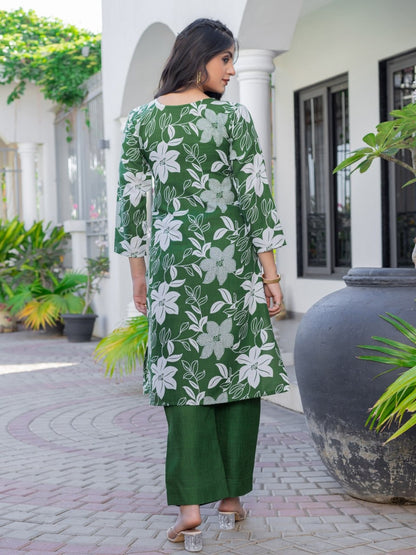 Cotton Blend Kurti-Pant Set