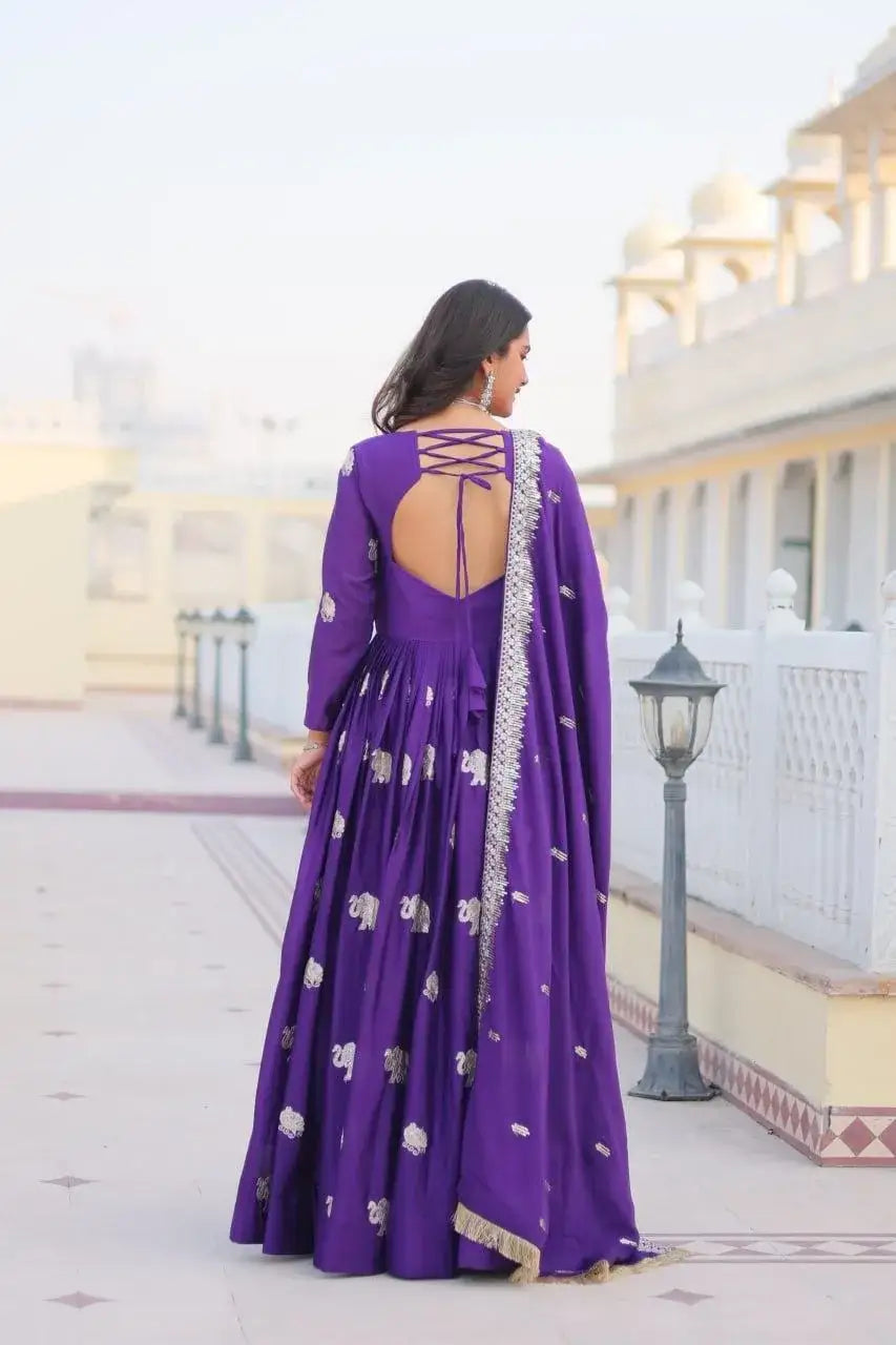 Fox Georgette Heavy Embroidered Gown with Dupatta