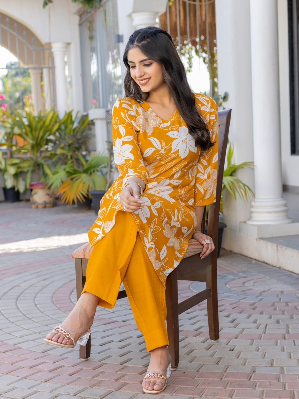 Cotton Blend Kurti-Pant Set