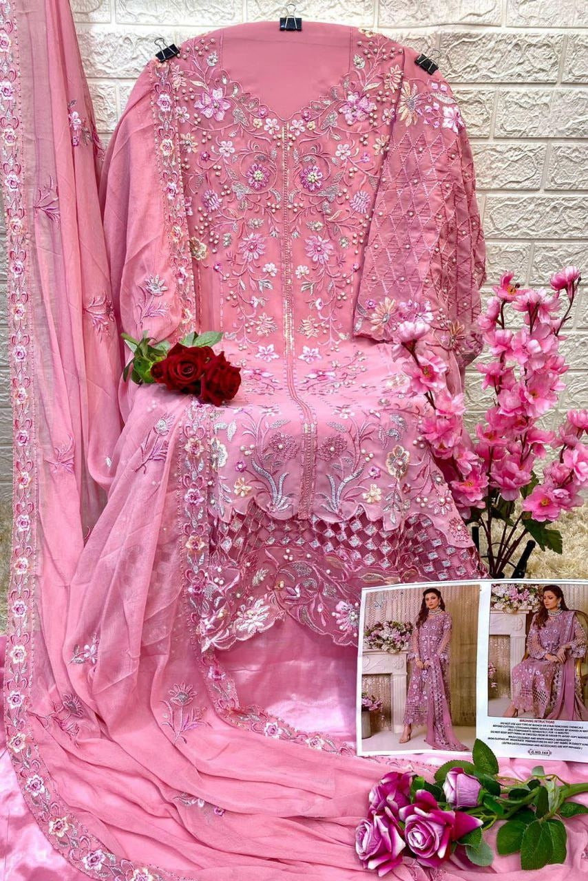 Embroidered Georgette Suit Glow