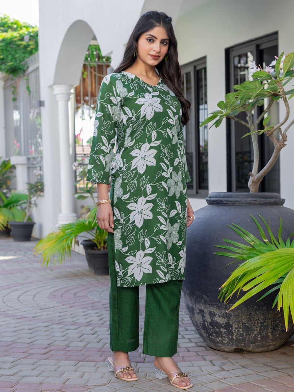 Cotton Blend Kurti-Pant Set