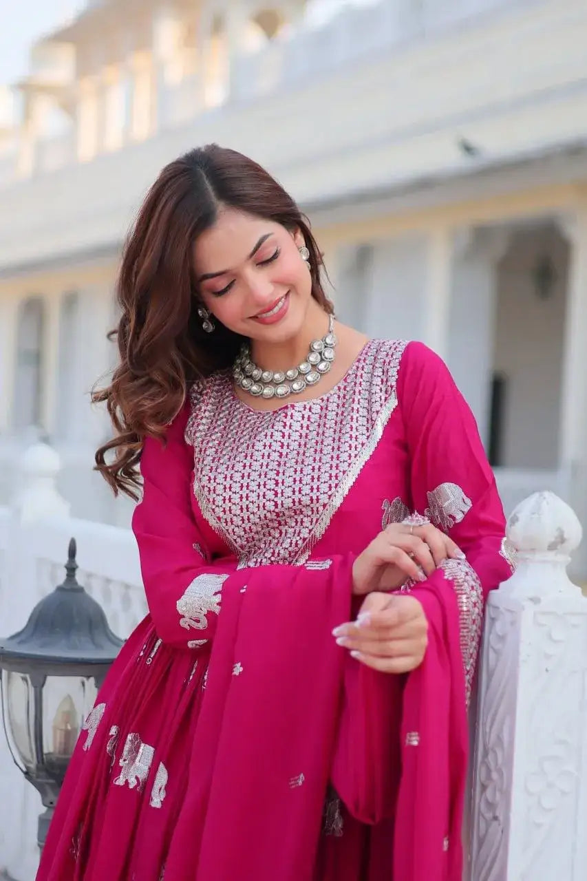 Fox Georgette Heavy Embroidered Gown with Dupatta