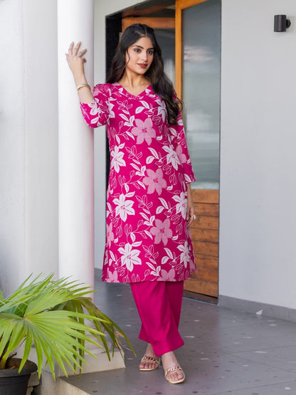 Cotton Blend Kurti-Pant Set