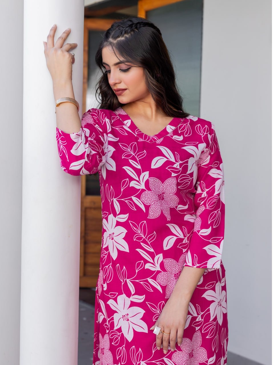 Cotton Blend Kurti-Pant Set