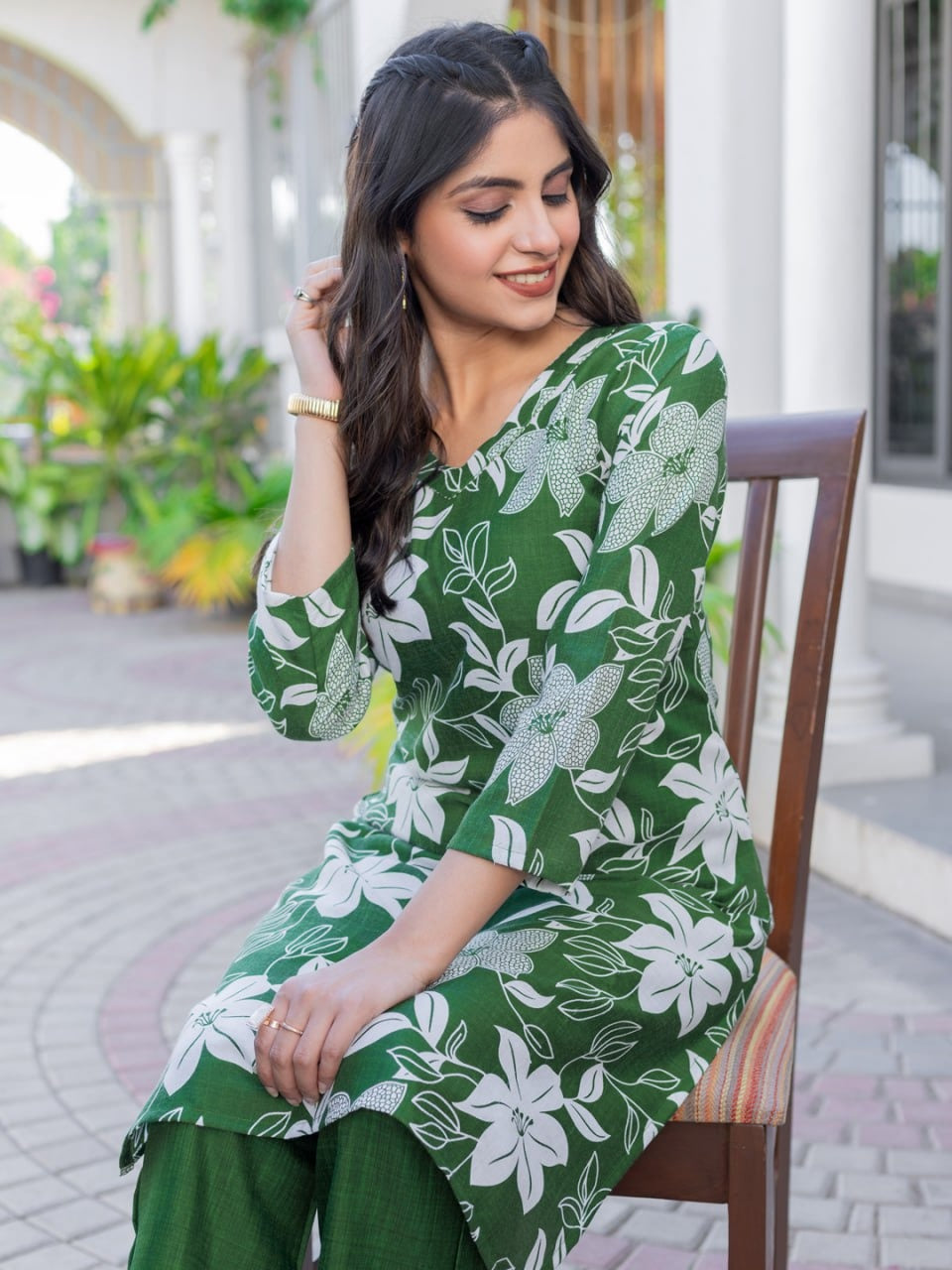 Cotton Blend Kurti-Pant Set
